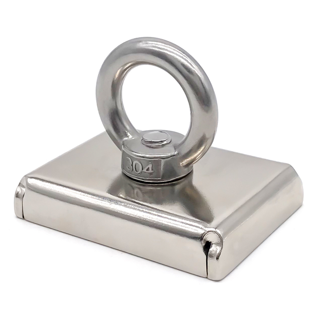 長方形磁気サルベージキットネオジム釣り磁石 SST リング付き